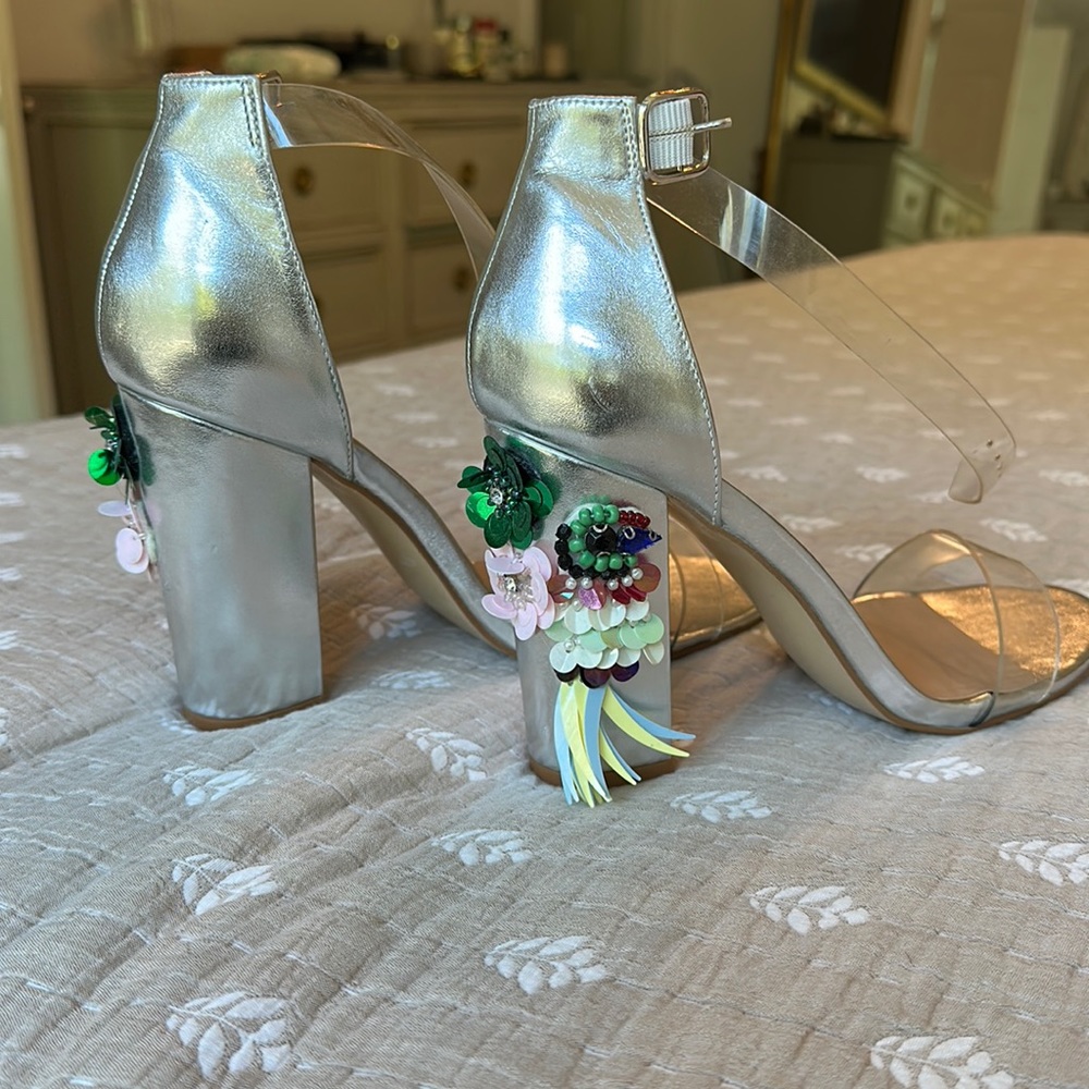 Never worn embellished block heels